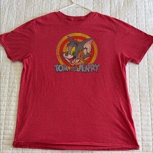 Adult Vintage Style Tom & Jerry Graphic Short Sleeve T-Shirt & Crew Neck Sz XL
